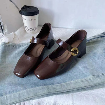 Xajzpa New Style Fashionable Designer Vintage Women Mary Jane Shoes Women's Square Toe Shoes Spring Autumn Elegant Low Heels Sandals